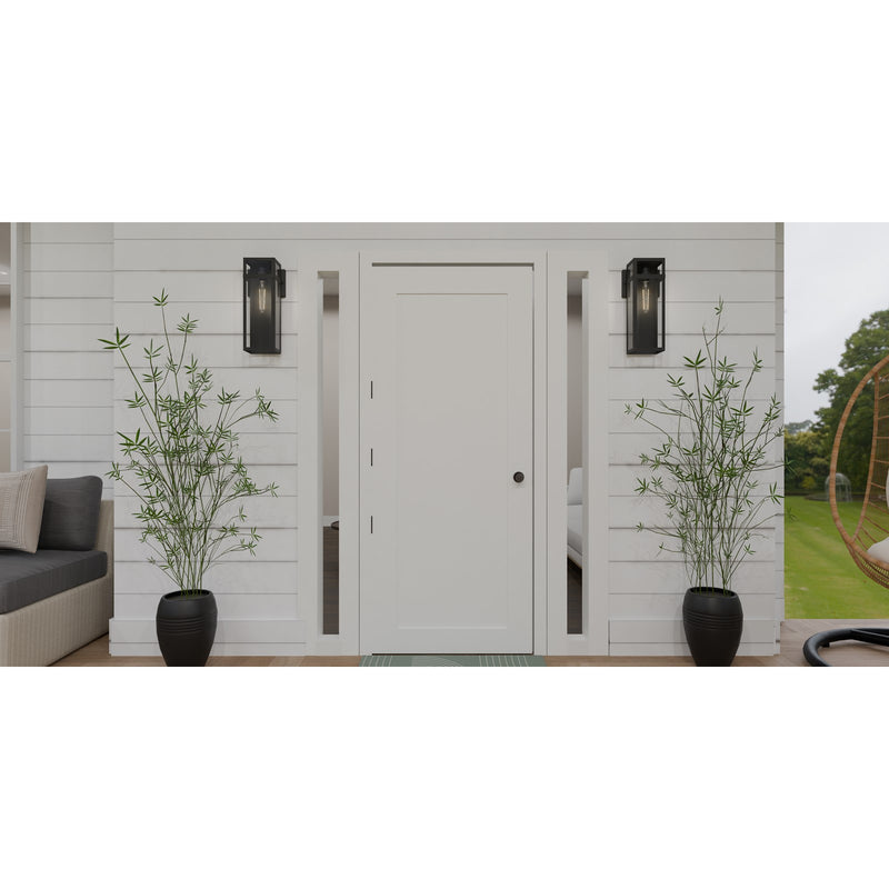 Quoizel Vanessa 18in 1-Light Outdoor Wall Lantern | Modern Matte Black and Clear Beveled Glass | Front Door & Porch | Model VSA8406MBK