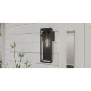 Quoizel Vanessa 18in 1-Light Outdoor Wall Lantern | Modern Matte Black and Clear Beveled Glass | Front Door & Porch | Model VSA8406MBK