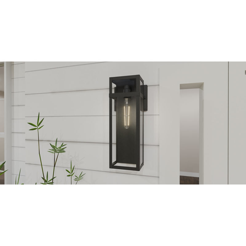 Quoizel Vanessa 18in 1-Light Outdoor Wall Lantern | Modern Matte Black and Clear Beveled Glass | Front Door & Porch | Model VSA8406MBK