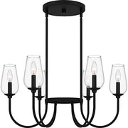 Quoizel Viscount 6Light Chandelier, Matte Black/Clear Glass - VSC5028MBK