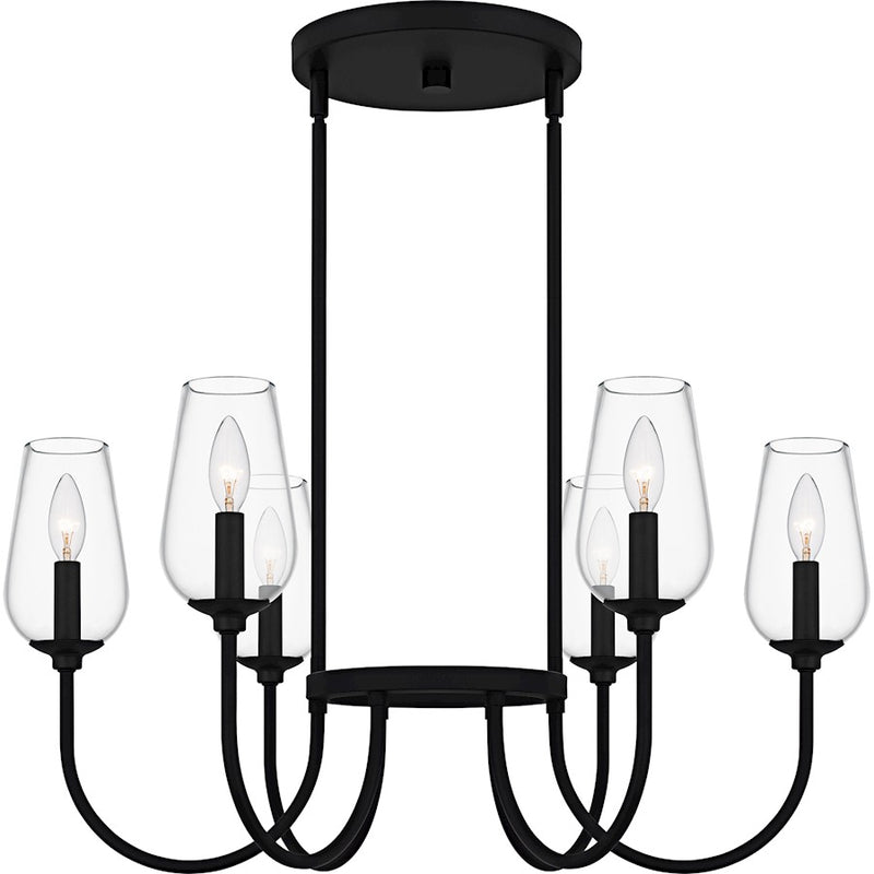Quoizel Viscount 6Light Chandelier, Matte Black/Clear Glass - VSC5028MBK