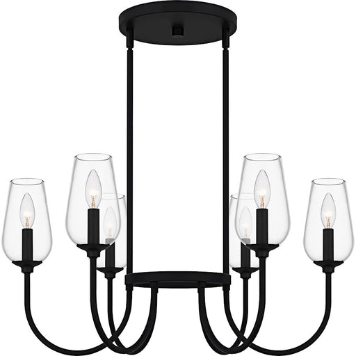 Quoizel Viscount 6Light Chandelier, Matte Black/Clear Glass - VSC5028MBK