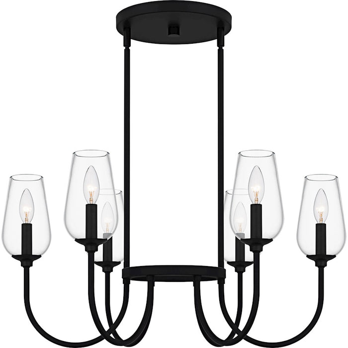 Quoizel Viscount 6Light Chandelier, Matte Black/Clear Glass - VSC5028MBK