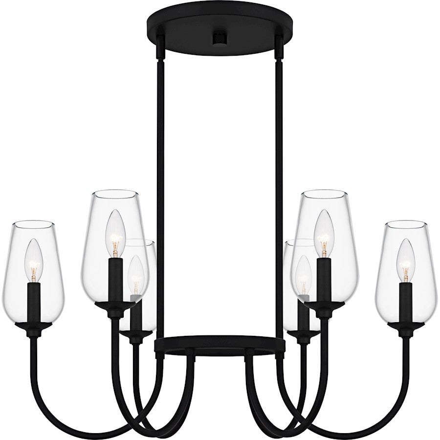 Quoizel Viscount 6Light Chandelier, Matte Black/Clear Glass - VSC5028MBK