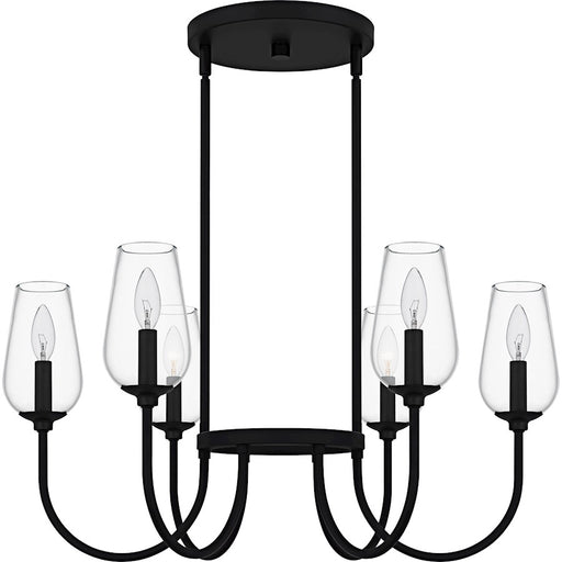 Quoizel Viscount 6Light Chandelier, Matte Black/Clear Glass