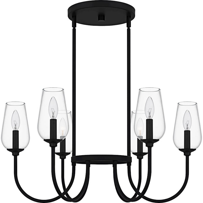 Quoizel Viscount 6Light Chandelier, Matte Black/Clear Glass