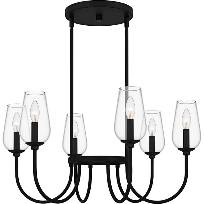 Quoizel Viscount 6Light Chandelier, Matte Black/Clear Glass