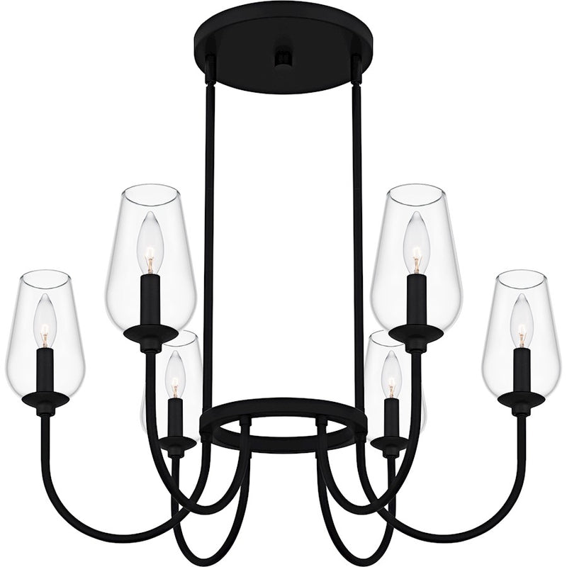 Quoizel Viscount 6Light Chandelier, Matte Black/Clear Glass