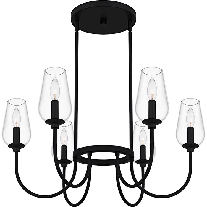 Quoizel Viscount 6Light Chandelier, Matte Black/Clear Glass
