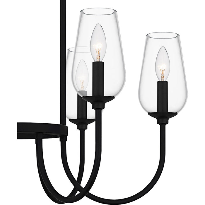Quoizel Viscount 6Light Chandelier, Matte Black/Clear Glass