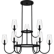 Quoizel Viscount 9Light Chandelier, Matte Black/Clear Glass - VSC5036MBK