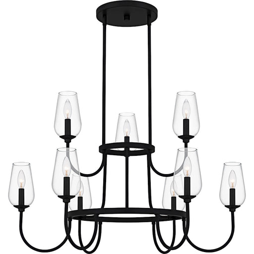 Quoizel Viscount 9Light Chandelier, Matte Black/Clear Glass - VSC5036MBK