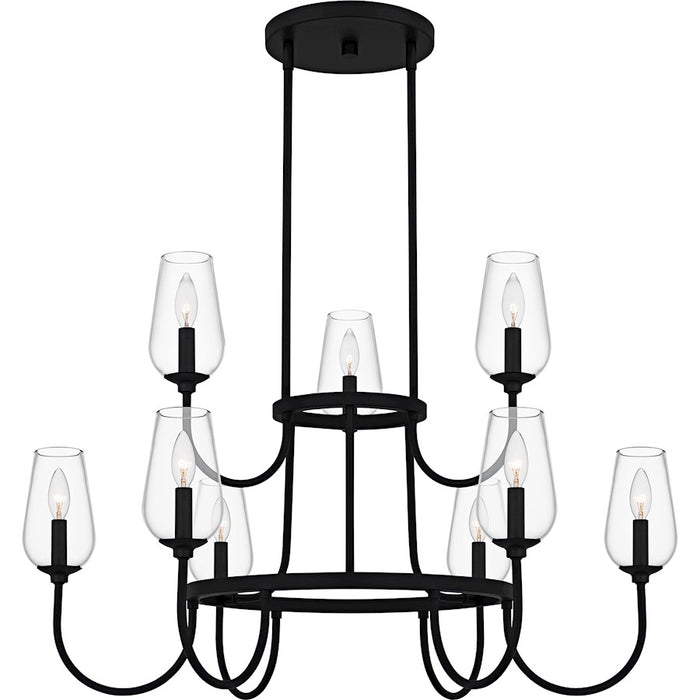 Quoizel Viscount 9Light Chandelier, Matte Black/Clear Glass - VSC5036MBK