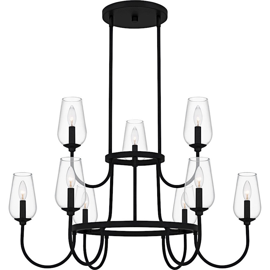 Quoizel Viscount 9Light Chandelier, Matte Black/Clear Glass - VSC5036MBK