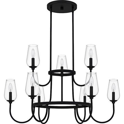Quoizel Viscount 9Light Chandelier, Matte Black/Clear Glass