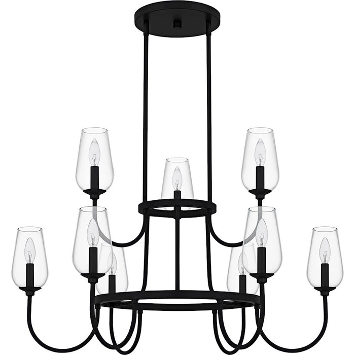 Quoizel Viscount 9Light Chandelier, Matte Black/Clear Glass