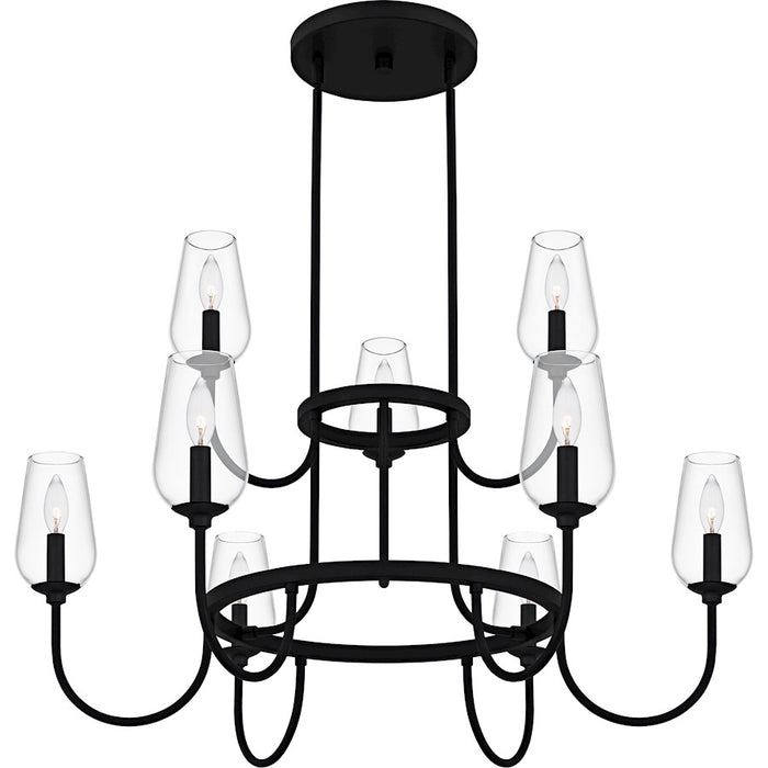 Quoizel Viscount 9Light Chandelier, Matte Black/Clear Glass