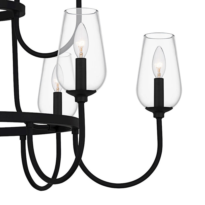 Quoizel Viscount 9Light Chandelier, Matte Black/Clear Glass