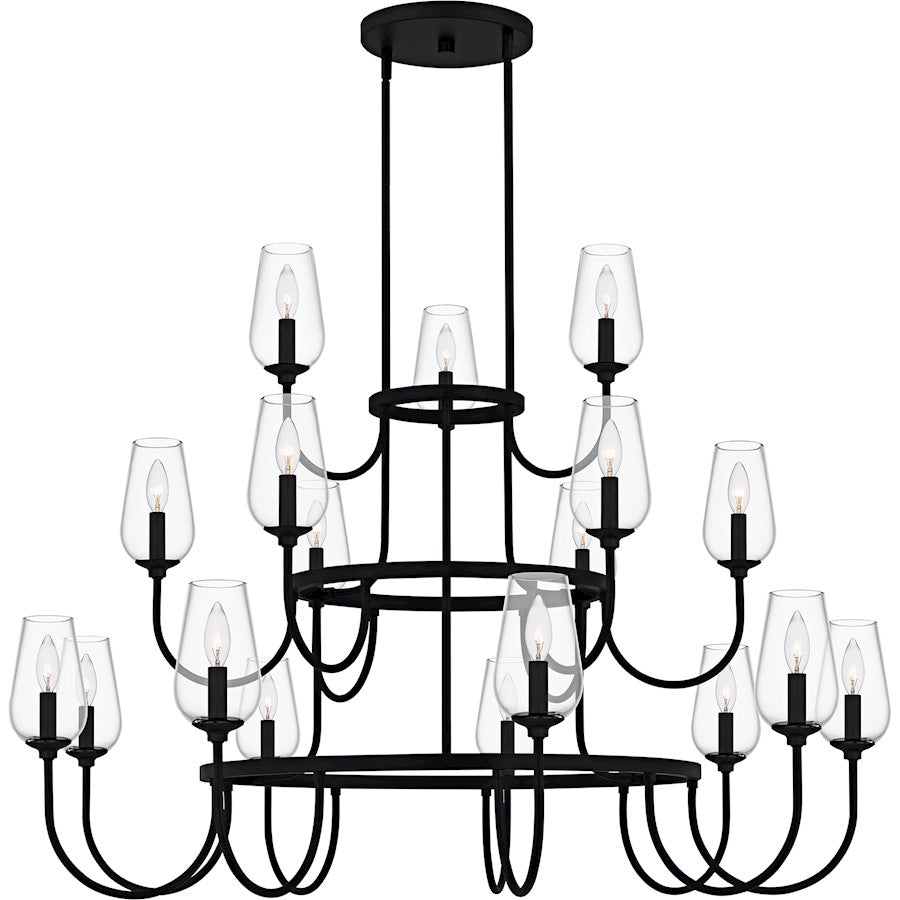 Quoizel Viscount 18Light Chandelier, Matte Black/Clear Glass - VSC5048MBK