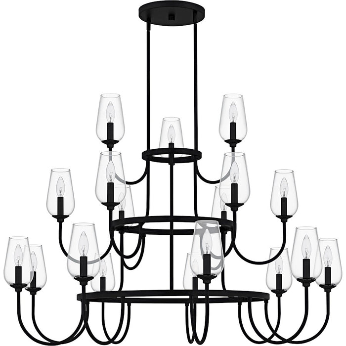 Quoizel Viscount 18Light Chandelier, Matte Black/Clear Glass