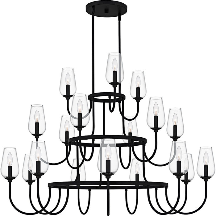 Quoizel Viscount 18Light Chandelier, Matte Black/Clear Glass