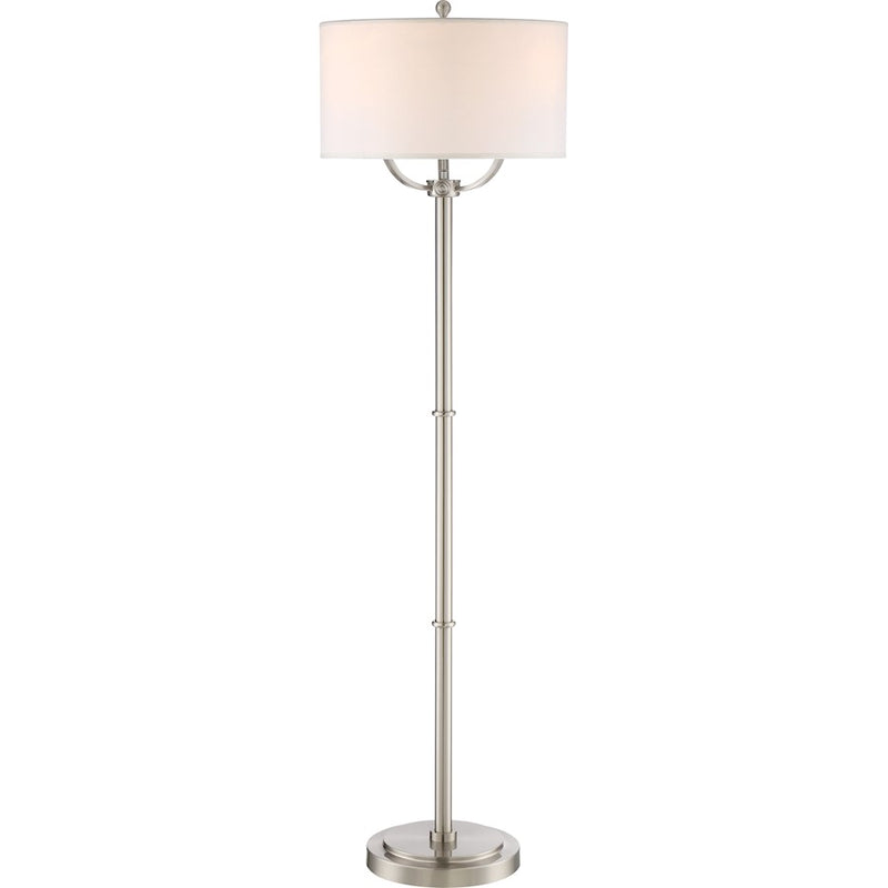 Quoizel Vivid Broadway 3 Light Floor Lamp, Brushed Nickel