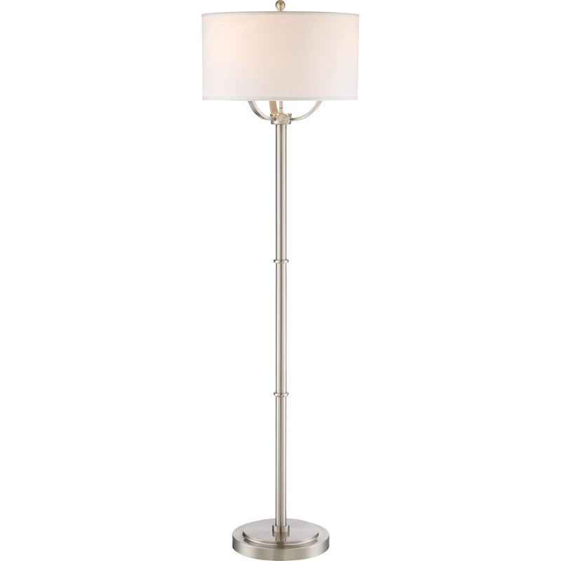 Quoizel Vivid Broadway 3 Light Floor Lamp, Brushed Nickel