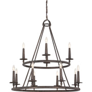 Quoizel Voyager 36in 12-Light Chandelier | Moorish Spanish Malaga Steel | Dining Room & Foyer | 36 x 36 x 36 in | Model VYR5012ML