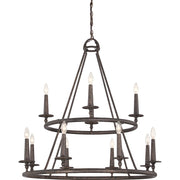 Quoizel Voyager 36in 12-Light Chandelier | Moorish Spanish Malaga Steel | Dining Room & Foyer | 36 x 36 x 36 in | Model VYR5012ML