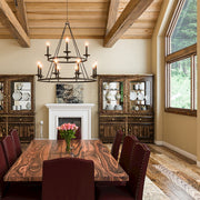 Quoizel Voyager 36in 12-Light Chandelier | Moorish Spanish Malaga Steel | Dining Room & Foyer | 36 x 36 x 36 in | Model VYR5012ML