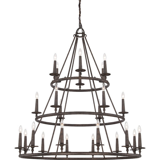 Quoizel Voyager 48in 24-Light Chandelier | Moorish Spanish Malaga Steel | Grand Foyer & Dining Room | 48 x 48 x 52 in | Model VYR5024ML