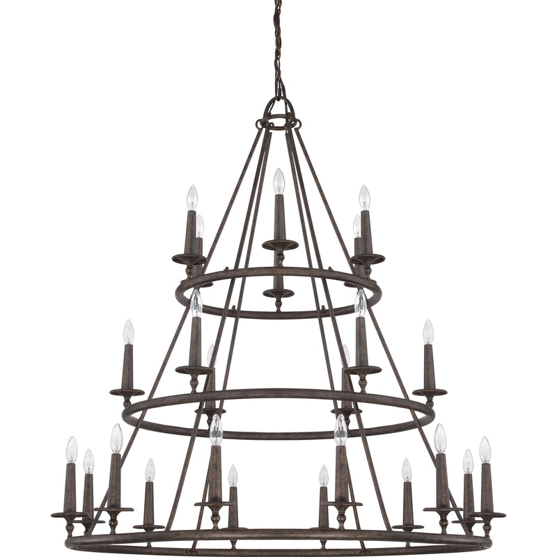 Quoizel Voyager 48in 24-Light Chandelier | Moorish Spanish Malaga Steel | Grand Foyer & Dining Room | 48 x 48 x 52 in | Model VYR5024ML