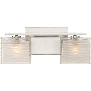 Quoizel Westcap 15in 2-Light Vanity Light | Modern Brushed Nickel and Clear Sandblasted Glass | Bathroom Vanity & Powder Room | Model WCP8602BN