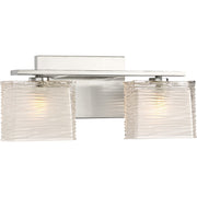 Quoizel Westcap 15in 2-Light Vanity Light | Modern Brushed Nickel and Clear Sandblasted Glass | Bathroom Vanity & Powder Room | Model WCP8602BN