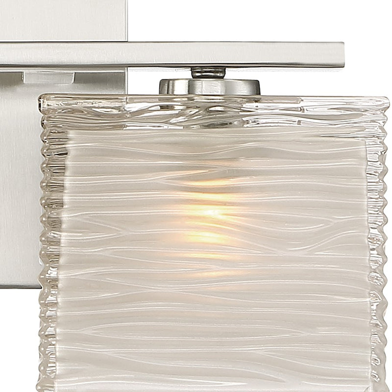 Quoizel Westcap 15in 2-Light Vanity Light | Modern Brushed Nickel and Clear Sandblasted Glass | Bathroom Vanity & Powder Room | Model WCP8602BN
