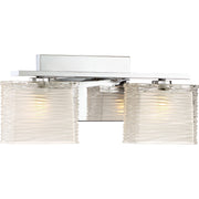 Quoizel Westcap 15in 2-Light Vanity Light | Modern Polished Chrome and Clear Sandblasted Glass | Bathroom Vanity & Powder Room | Model WCP8602C