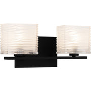 Quoizel Westcap 15in 2-Light Vanity Light | Modern Matte Black and Clear Sandblasted Glass | Bathroom Vanity & Powder Room | Model WCP8602MBK
