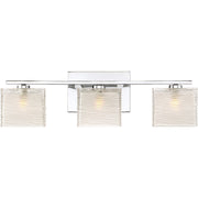 Quoizel Westcap 22in 3-Light Vanity Light | Modern Polished Chrome and Clear Sandblasted Glass | Bathroom Vanity | 22.5 x 5 x 6.75 in | Model WCP8603C