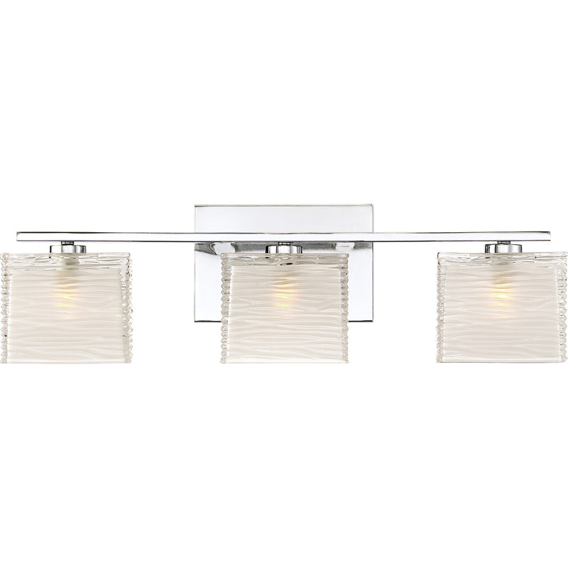 Quoizel Westcap 22in 3-Light Vanity Light | Modern Polished Chrome and Clear Sandblasted Glass | Bathroom Vanity | 22.5 x 5 x 6.75 in | Model WCP8603C