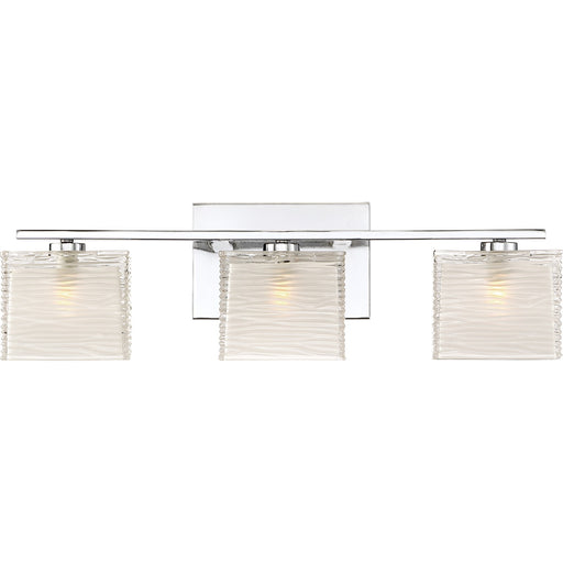 Quoizel Westcap 22in 3-Light Vanity Light | Modern Polished Chrome and Clear Sandblasted Glass | Bathroom Vanity | 22.5 x 5 x 6.75 in | Model WCP8603C