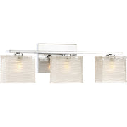 Quoizel Westcap 22in 3-Light Vanity Light | Modern Polished Chrome and Clear Sandblasted Glass | Bathroom Vanity | 22.5 x 5 x 6.75 in | Model WCP8603C