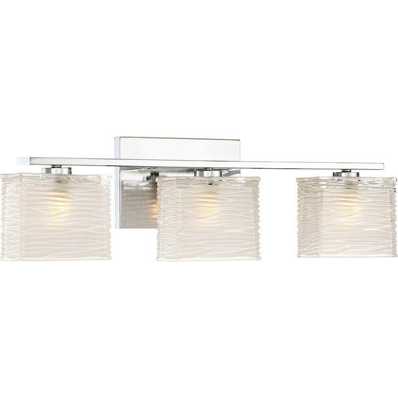 Quoizel Westcap 22in 3-Light Vanity Light | Modern Polished Chrome and Clear Sandblasted Glass | Bathroom Vanity | 22.5 x 5 x 6.75 in | Model WCP8603C
