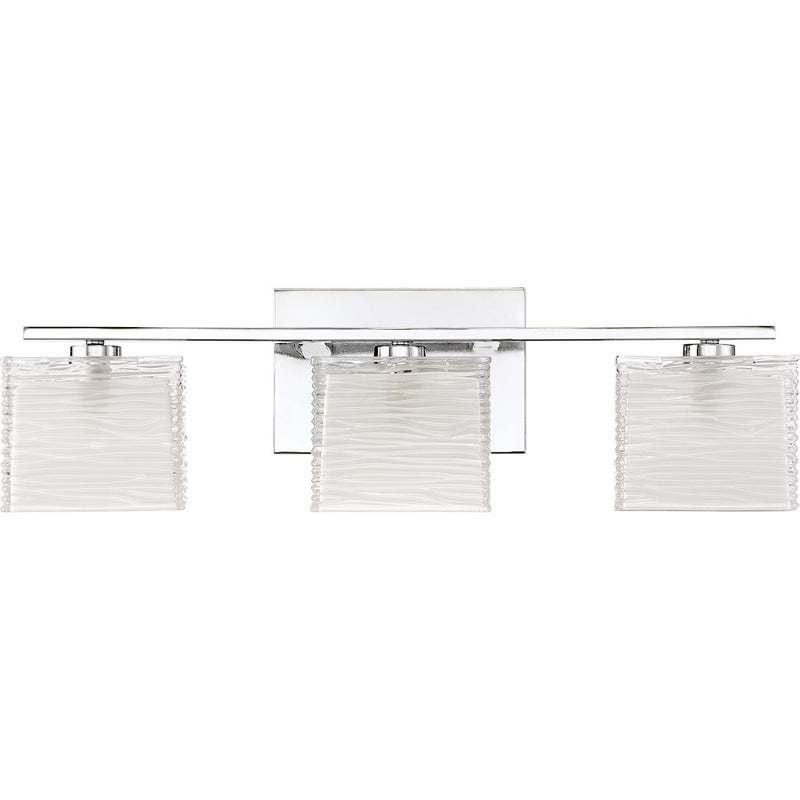 Quoizel Westcap 22in 3-Light Vanity Light | Modern Polished Chrome and Clear Sandblasted Glass | Bathroom Vanity | 22.5 x 5 x 6.75 in | Model WCP8603C