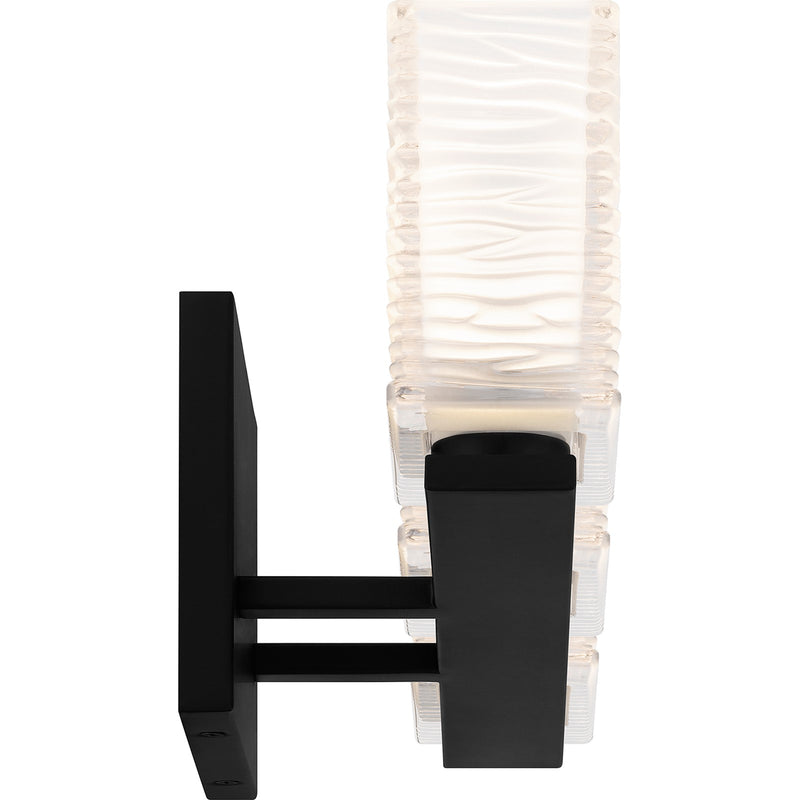 Quoizel Westcap 22in 3-Light Vanity Light | Modern Matte Black and Clear Sandblasted Glass | Bathroom Vanity | 22.5 x 5 x 6.75 in | Model WCP8603MBK