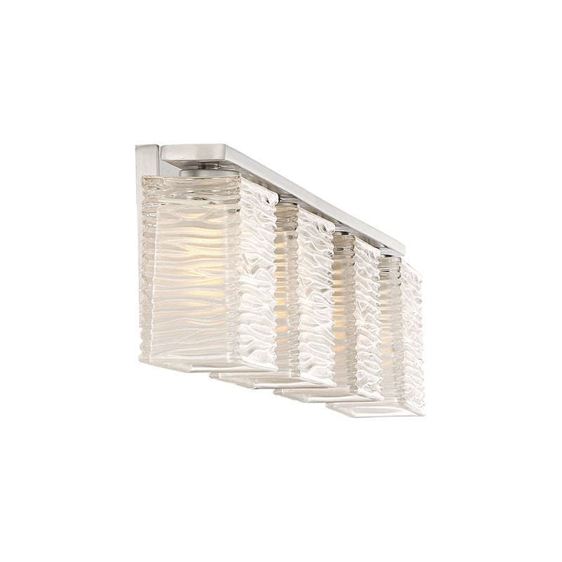 Quoizel Westcap 32in 4-Light Vanity Light | Modern Brushed Nickel and Clear Sandblasted Glass | Bathroom Vanity | 32 x 5 x 6.5 in | Model WCP8604BN