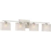 Quoizel Westcap 32in 4-Light Vanity Light | Modern Brushed Nickel and Clear Sandblasted Glass | Bathroom Vanity | 32 x 5 x 6.5 in | Model WCP8604BN