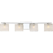 Quoizel Westcap 32in 4-Light Vanity Light | Modern Polished Chrome and Clear Sandblasted Glass | Bathroom Vanity | 32 x 5 x 6.75 in | Model WCP8604C