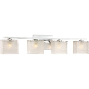 Quoizel Westcap 32in 4-Light Vanity Light | Modern Polished Chrome and Clear Sandblasted Glass | Bathroom Vanity | 32 x 5 x 6.75 in | Model WCP8604C