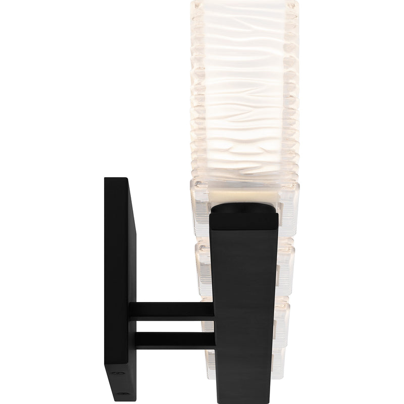 Quoizel Westcap 32in 4-Light Vanity Light | Modern Matte Black and Clear Sandblasted Glass | Bathroom Vanity | 32 x 5 x 6.75 in | Model WCP8604MBK