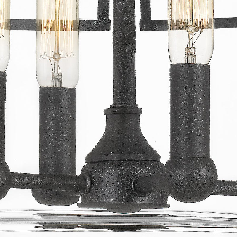 Quoizel Wells 16.5in 4-Light Semi-Flush Mount | Transitional Grey Ash and Clear Glass | Bedroom & Hallway | 16.5 x 16.5 x 13.25 in | Model WEL1717GK